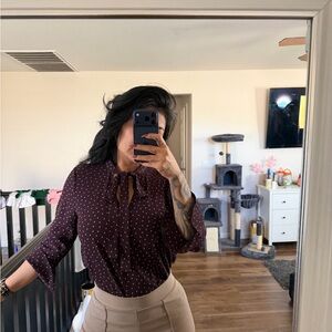 Sweet Wanderer Maroon Polka Dot Blouse